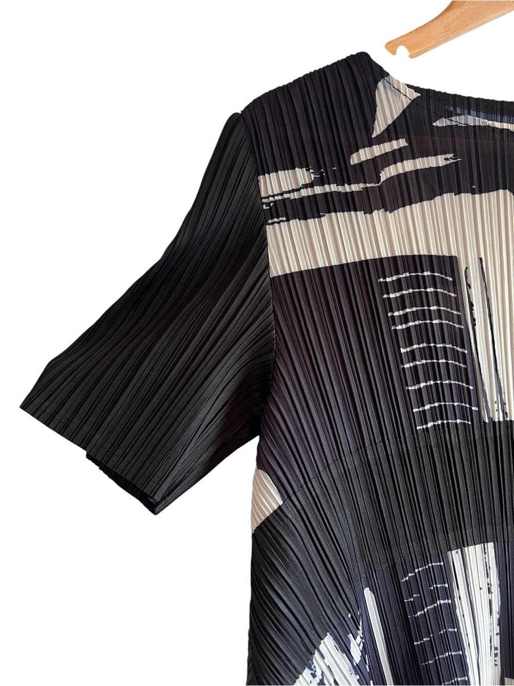 Abstract Pleated A-Line asymmetrical pointed hem midi dress excellent condition - Picture 6 of 11